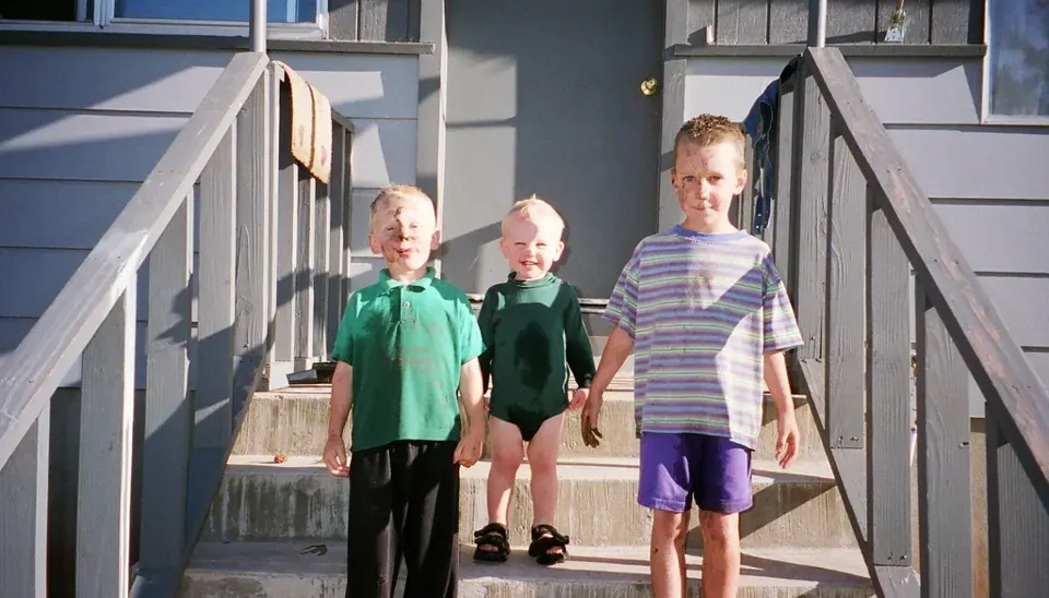 Together on the front steps · 1998